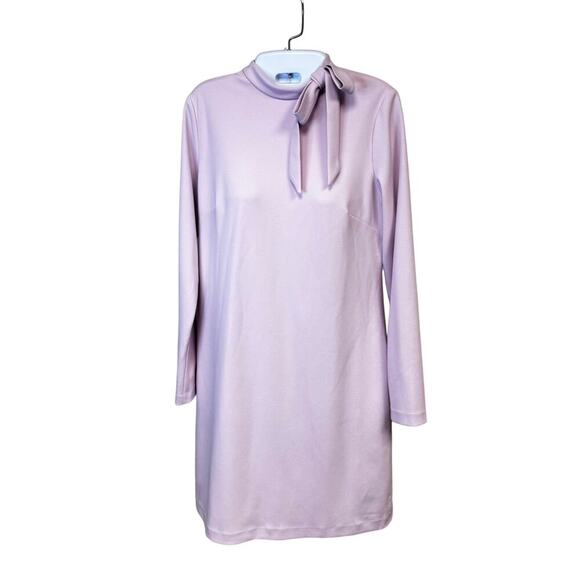 New Calvin Klein Bow-Neck Sheath Dress Cherry Blossom Stretchy Scuba Crepe Sz 6 - Picture 2 of 11